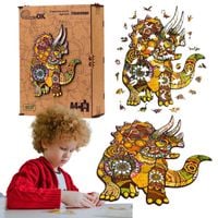puzzle drewniane układanka triceratops dinozaur kolorowy ozdoba puza3-00903
