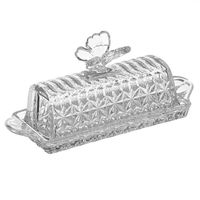 MASELNICA Z POKRYWKĄ KRYSZTAŁOWA BOHEMIA MOTYLEK 20,5x8,5 CM