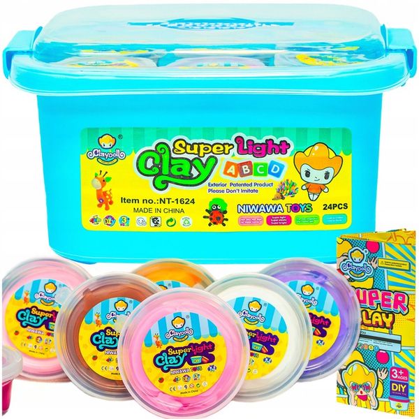 ZESTAW Magiczna PLASTELINA MASA PLASTYCZNA PIANKOLINA 24szt +WALIZKA +Akces zdjęcie 8