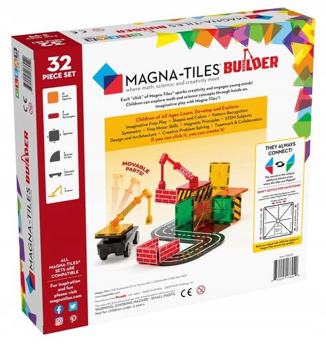 Builder Klocki Magnetyczne 32 elementy Magna-Tiles na Arena.pl