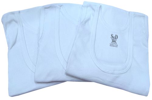 PODKOSZULKA KOSZULKA MĘSKA 100 % BAWEŁNA PRĄŻKOWANA BIAŁA OKRĄGŁY - L na Arena.pl