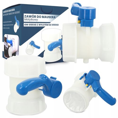 Zawór IBC Mauser MAUZER S100x8 MOTYLKOWY Kran Złącze Wylot Zbiornika na Arena.pl