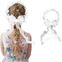 Wianek komunijny z welonem ozdoba do włosów białe kwiaty perełki 95cm