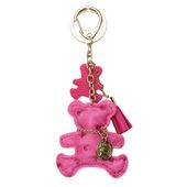 Brelok Do Kluczy Skórzany Miś Fuksja, Frędzle Brl357