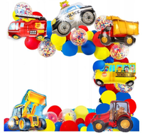Zestaw balonów urodzinowych pojazdy samochody balony