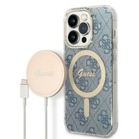 Zestaw Guess GUBPP14LH4EACSB Case+ Charger iPhone 14 Pro 6,1" niebieski/blu