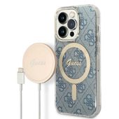 Zestaw Guess GUBPP14LH4EACSB Case+ Charger iPhone 14 Pro 6,1" niebieski/blu