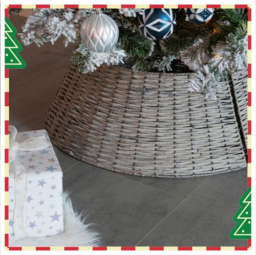 Szara Osłonka Wiklinowa na Stojak Choinkowy pod Choinkę BOHO fi 70 cm na Arena.pl