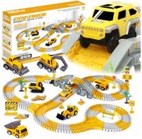 TOR SAMOCHODOWY WYŚCIGOWY AUTA BUDOWLANE KOLEJKA DUŻY ZESTAW DLA DZIECI