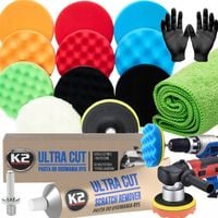 K2 ULTRA CUT PASTA POLERSKA + ZESTAW GĄBEK DO POLEROWANIA USUWANIA RYS
