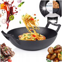 PATELNIA ŻELIWNA WOK GŁĘBOKA Z UCHWYTAMI NA INDUKCJĘ GAZ 32CM