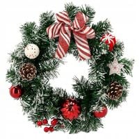 WIANEK ŚWIĄTECZNY NA DRZWI UDEKOROWANY GIRLANDA DO ZAWIESZENIA STROIK 30 cm