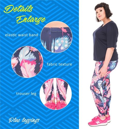 LEGGINSY PLUS SIZE FEATHERS COLOR na Arena.pl