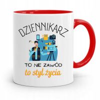 Kubek Czerwony Prezent Dla Dziennikarza Reportera Z Nadrukiem Ze Zdjęciem