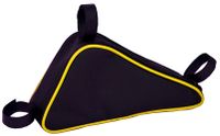SAKWA NA RAMĘ ROWEROWĄ, TORBA ROWEROWA TRÓJKĄT, czarno--żółta