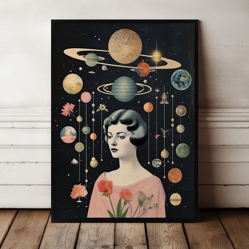 Plakat układ planet portret 50x70 cm w czarnej ramie na Arena.pl