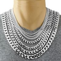 SREBRNY ŁAŃCUSZEK Męski SREBRO 925 Pancerka 8mm DIAMENTOWANY PEŁNY WŁOSKI