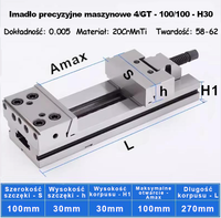 Precyzyjne imadło maszynowe GT Rozmiar: 4/GT - 100/100 - H30 - L270