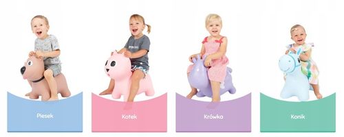 Skoczek gumowy Tootiny Hoppimals Skoczek dla dzieci z pompką KONIK różowy na Arena.pl
