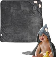 Ręcznik Kąpielowy z Kapturem dla Niemowląt Słoń Szary 90x90cm Poliester