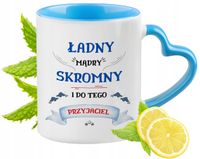 Dla Przyjaciela Kubek Błękitny Z Uszkiem W Kształcie Serca Na Prezent