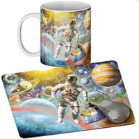 ZESTAW KUBEK + PODKŁADKA - KOSMOS PLANETY - PREZENT WIELE WZORÓW + IMIĘ