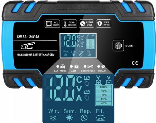 Prostownik AUTOMATYCZNY SAMOCHODOWY FUNKCJA NAPRAWY DO AKUMULATORÓW 12V 24V na Arena.pl