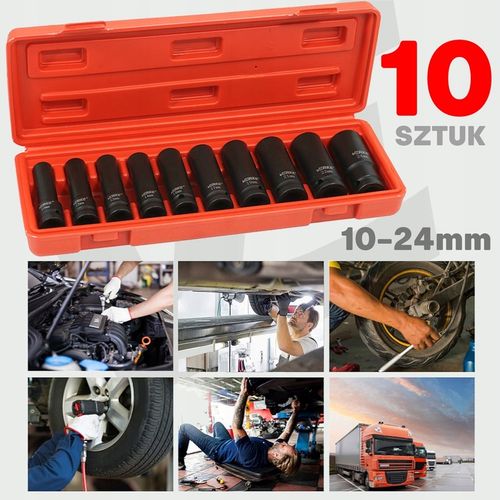 NASADKI UDAROWE 1/2 DŁUGIE ZESTAW NASADEK UDAROWYCH KLUCZY NASADOWYCH 10-24 na Arena.pl