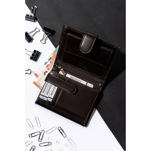 stylowy portfel męski skórzany z rfid na zatrzask - rovicky na Arena.pl