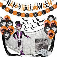 DEKORACJA HALLOWEEN 38-częściowy ZESTAW OZDÓB NA IMPREZĘ PAJĄKI BALONY