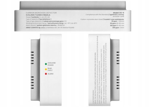 CZUJNIK CZADU DETEKTOR TLENKU WĘGLA GAZU CO 10 LAT + TERMOMETR + BATERIE na Arena.pl