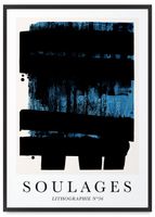 Plakat abstrakcja soulages czarny niebieski 21x30 cm w czarnej ramie