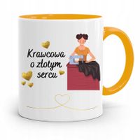 Kubek Żółty Krawcowej Krawcowa O Złtym Sercu Z Nadrukiem Ze Zdjęciem