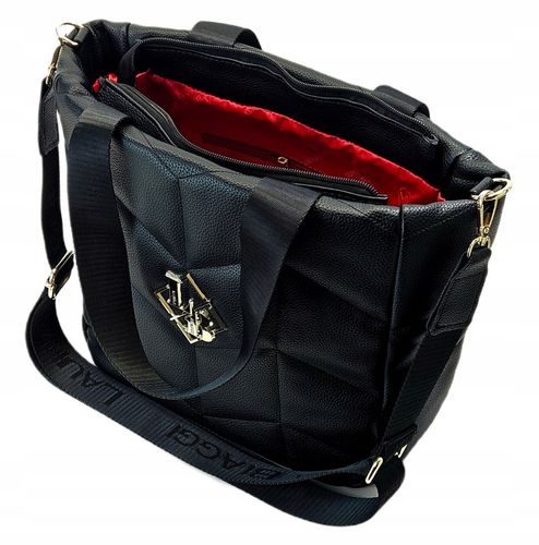 LAURA BIAGGI TORBA TOREBKA SHOPPERKA A4 NA RAMIĘ CZARNA POŁYSK na Arena.pl