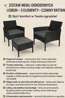 Zestaw Mebli Ogrodowych Lisbon – 3-częściowy Czarny Rattan, Fotele + Stolik
