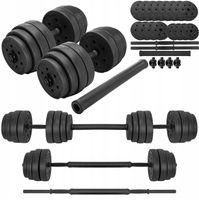 ZESTAW HANTLI REGULOWANE BITUMICZNE OBCIĄŻENIA GRYF SZTANGA 2x20kg 40KG