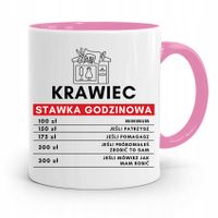 Kubek Różowy Krawca Krawcowej Stawka Godzinowa Z Nadrukiem Ze Zdjęciem