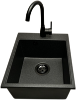 Zlewozmywak jednokomorowy COBALT grafit + bateria czarna LUNA