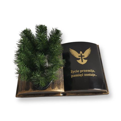 KSIĘGA na grób Podkład do stroików sztucznych Czarna ze złotym z doniczką na Arena.pl