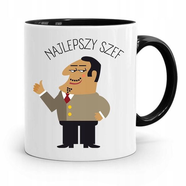 Kubek Czarny Prezent Szefa Najlepszy Szef Prezent Z Nadrukiem Ze Zdjęciem zdjęcie 1