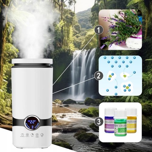 Nawilżacz powietrza AUTOMATYCZNY + AROMATERAPIA 3w1 + 3 OLEJKI FILTR PILOT na Arena.pl