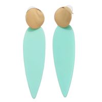 Złote okrągłe kolczyki długie zielone akrylowe jasne uniwersalne wizytowe