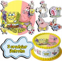 ZESTAW OPŁATEK NA TORT 20CM + 17 POSTACI - SPONGEBOB + IMIĘ 15CM 18CM