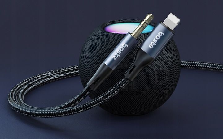 BOSTE KABEL ADAPTER PRZEJŚCIÓWKA AUDIO LIGHTNING DO IPHONE MINI-JACK AUX 1M zdjęcie 10