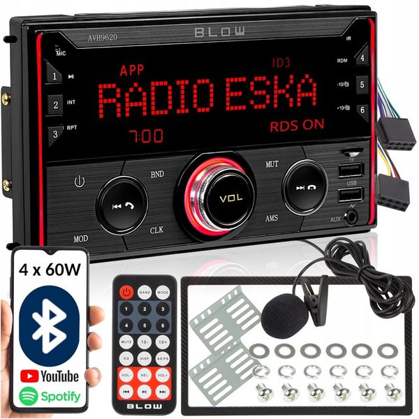 RADIO SAMOCHODOWE 2-DIN BLUETOOTH USB SD RDS LCD RGB MIKROFON PILOT zdjęcie 1