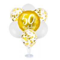 Zestaw balonów na stojaku 50 urodziny, złoty