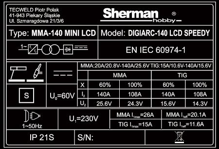 Spawarka SHERMAN DIGIARC 140 LCD Speedy + WALIZKA zdjęcie 9
