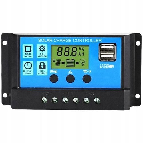 REGULATOR ŁADOWANIA PANEL LCD 12V 24V 2X USB KONTROLER SOLARNY 40A PWM na Arena.pl