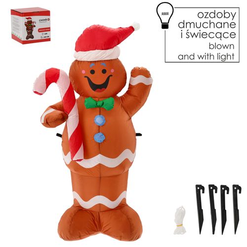 DMUCHANY PIERNIK Z OŚWIETLENIEM DUŻY POMPOWANY 150 cm DEKORACJA ŚWIĄTECZNA na Arena.pl