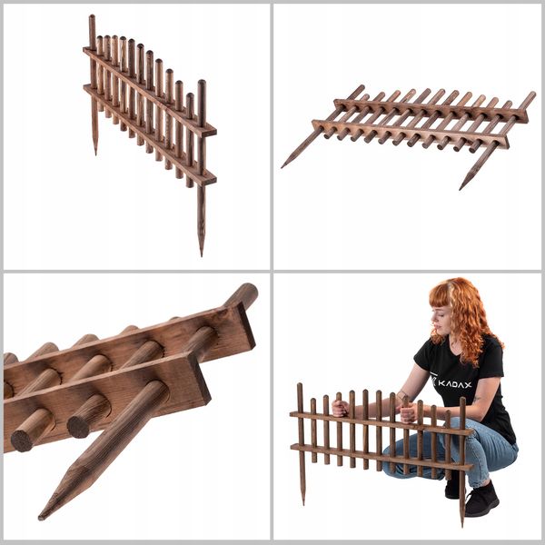 KADAX Płotek Ogrodowy Drewniany Palisada 85cm zdjęcie 7